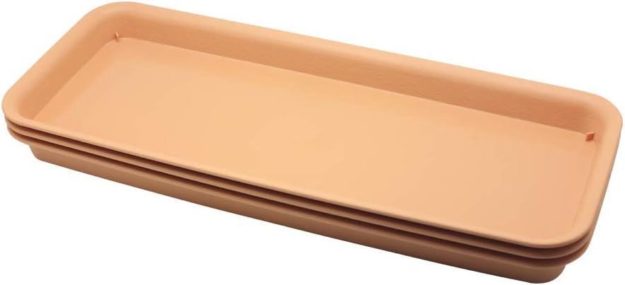 BangQiao 18 Inch Plastic Rectangular Planter Pot Saucer Tray for Indoor and Outdoor Plants, Pack of 3, Terracotta