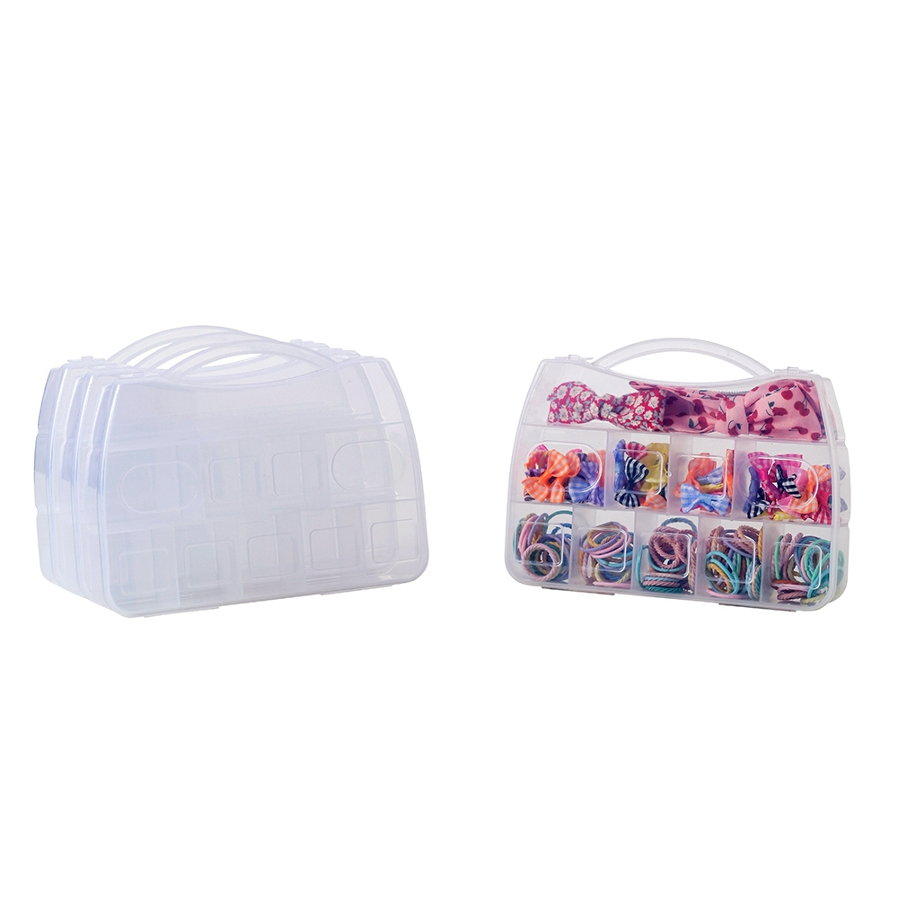 BangQiao 4 Pack Fixed 10 Grids Small Clear Plastic Storage Case with Handle, Mini Cute Organizer Box for Gift Giving, Birthday, Event, Party, Jewelry, 