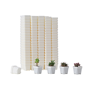 BangQiao 200 Pack 1.95 Inch Tiny White Plastic Square Nursery and Seedling Pot, Mini Transplant Seed Starter Planter with Drain Hole for Germination,  